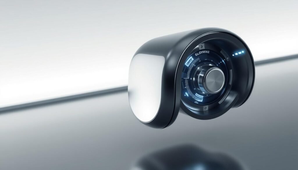A striking 3D rendering of the Glowin Beaute Oligio X device, showcasing its advanced radio wave technology. Set against a sleek, minimalist backdrop, the device appears to levitate, its metallic surface reflecting the soft, directional lighting. The intricate engineering is highlighted, drawing the viewer's attention to the device's elegant, almost futuristic design. The overall mood is one of innovation, precision, and a hint of clinical sophistication, perfectly aligning with the technological prowess of the Oligio X system. A striking 3D rendering of the Glowin Beaute Oligio X device, showcasing its advanced radio wave technology. Set against a sleek, minimalist backdrop, the device appears to levitate, its metallic surface reflecting the soft, directional lighting. The intricate engineering is highlighted, drawing the viewer's attention to the device's elegant, almost futuristic design. The overall mood is one of innovation, precision, and a hint of clinical sophistication, perfectly aligning with the technological prowess of the Oligio X system.